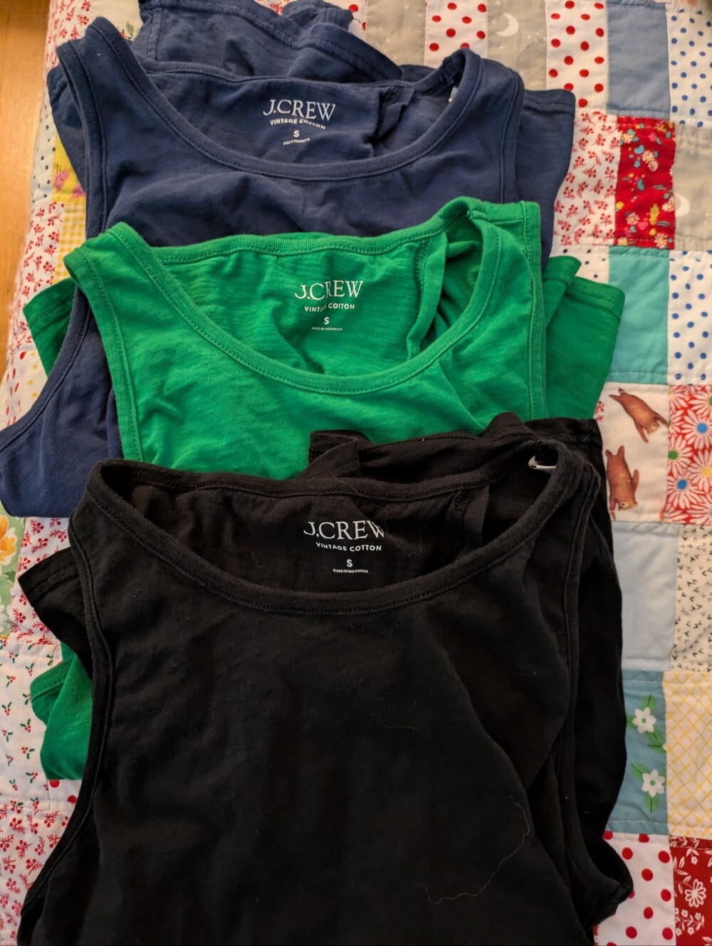 Lot Of 3 J. Crew Vintage Cotton Tie Back Tank Tops - Small